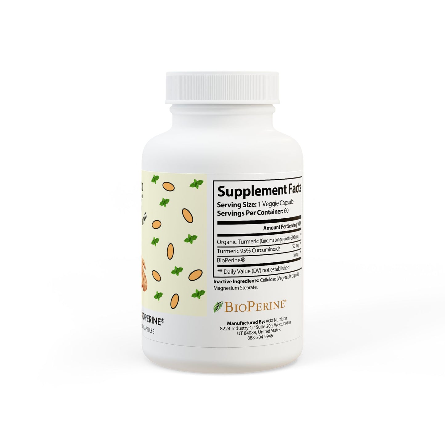 Turmeric with BioPerine® (Black Pepper Fruit Extract) Supplement (60 Capsules)